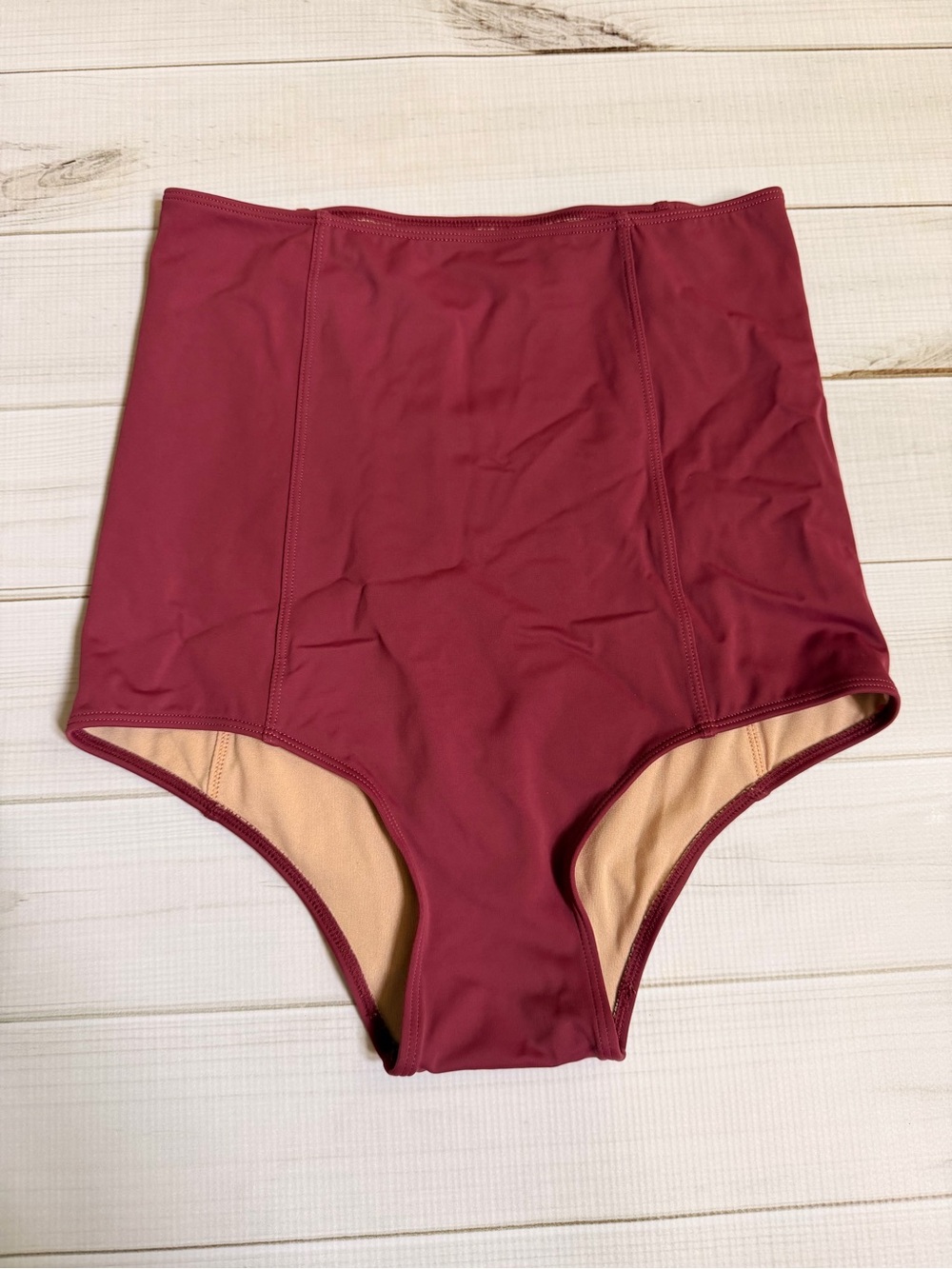 Kortni Jeane High-Waisted Swim Bottoms in Berry